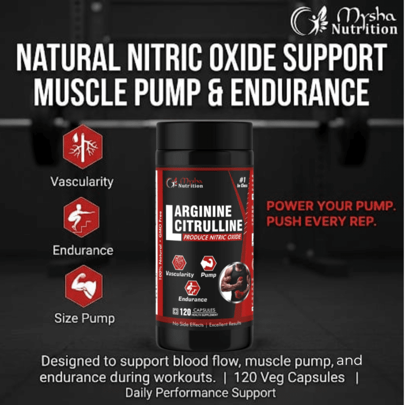 Mysha Nutrition L-Arginine & L-Citrulline benefits: vascularity, endurance, size pump