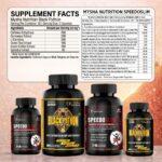 Supplement facts and ingredient breakdown for Mysha Nutrition Black Python and SpeedoSlim dietary supplements, including product labeling and dosage information.