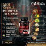 Promotional image for Mysha Nutrition Mass UP, a muscle mass gainer featuring natural ingredients like Ashwagandha, Gokhru, and Safed Musli, highlighting benefits such as stress reduction, endurance, and natural testosterone support.