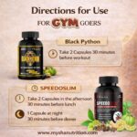 Black Python and SpeedoSlim dosage directions for gym goers by Mysha Nutrition weight loss combo