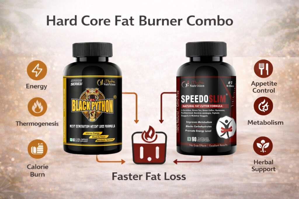 Black Python and SpeedoSlim hard core fat burner combo for faster fat loss, boosting energy, thermogenesis, appetite control and metabolism