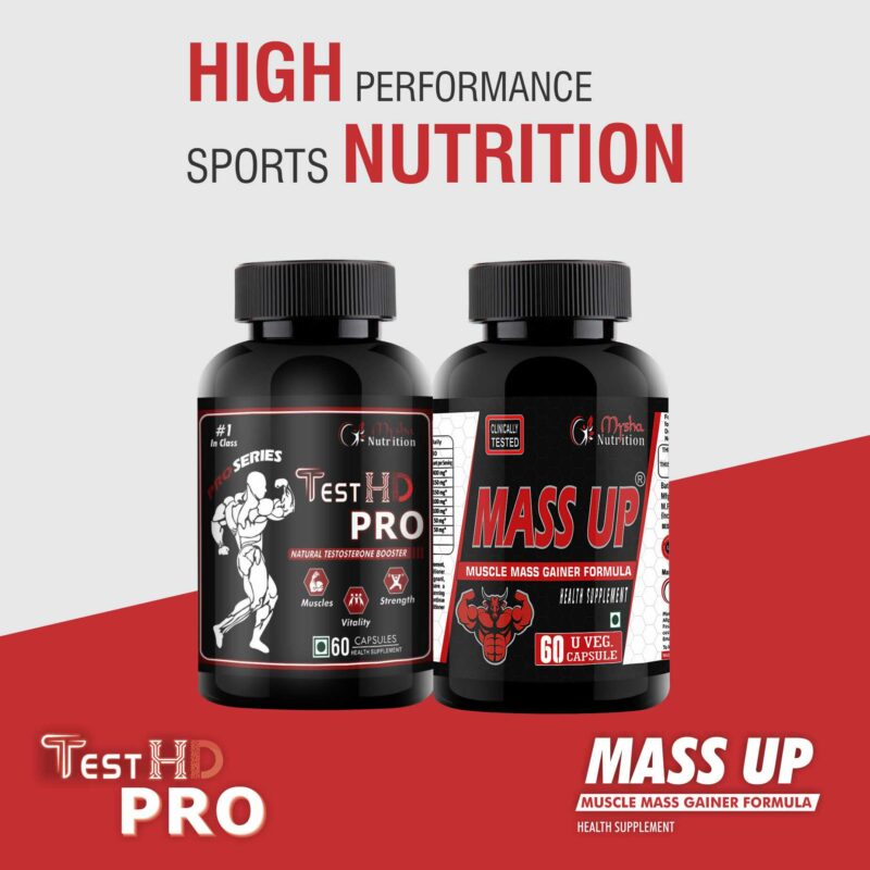 Mysha Nutrition Mass UP, Test HD Pro Combo Mass Gainer, Weight Gainer, best supplement for muscle growth, muscle gain, muscle builder, weight gain, mass gainer price, lean mass gainer, High performance sports nutrition, perform, strength, stamina