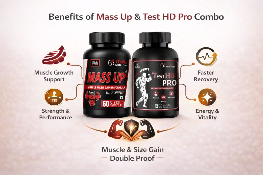 Mass Up and Test HD Pro combo benefits muscle growth strength recovery energy