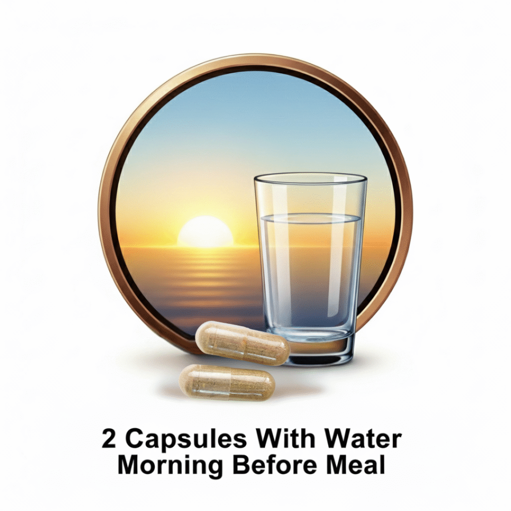 Probuild morning usage – 2 capsules with water before breakfast for strength and muscle recovery