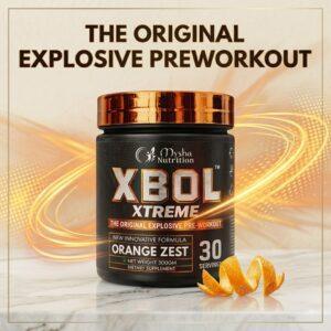 Mysha Nutrition XBOL pre-workout- available in blueberry, mix fruit, and orange flavors