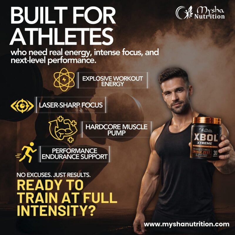 XBOL Xtreme pre-workout for athletes with energy, focus, muscle pump and endurance support