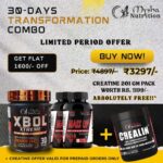 30-Days Muscle Transformation Combo by Mysha Nutrition – Includes XBOL Pre-Workout, 2 Mass UP Bottles, and Free 201g Creatine