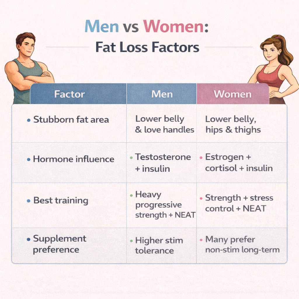 fat Loss Factors for Men vs Women