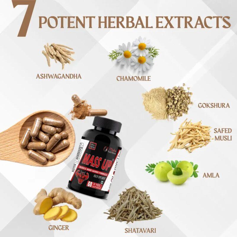 Mass UP with 7 powerful herbal muscle-building ingredients