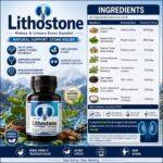 Mysha Lithostone Capsules - 100% natural herbal supplement for kidney and urinary stone relief, showing ingredients like Kulathi and Pashanbhed.